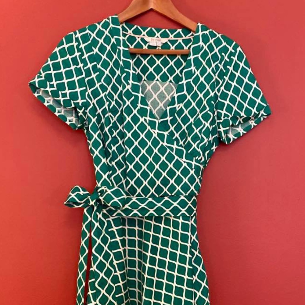 BODEN Wrap Dress, Emerald Green, Size 10R